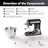 Aucma 7.5L Stand Mixer 1400W with Bowl Dough Hook Whisk Beater Black view 3