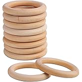 10 Pcs Macrame Wooden Rings 70 mm/2.7inch Unfinished Solid Large Wooden Rings for DIY Craft Pendant Connectors Jewelry Making