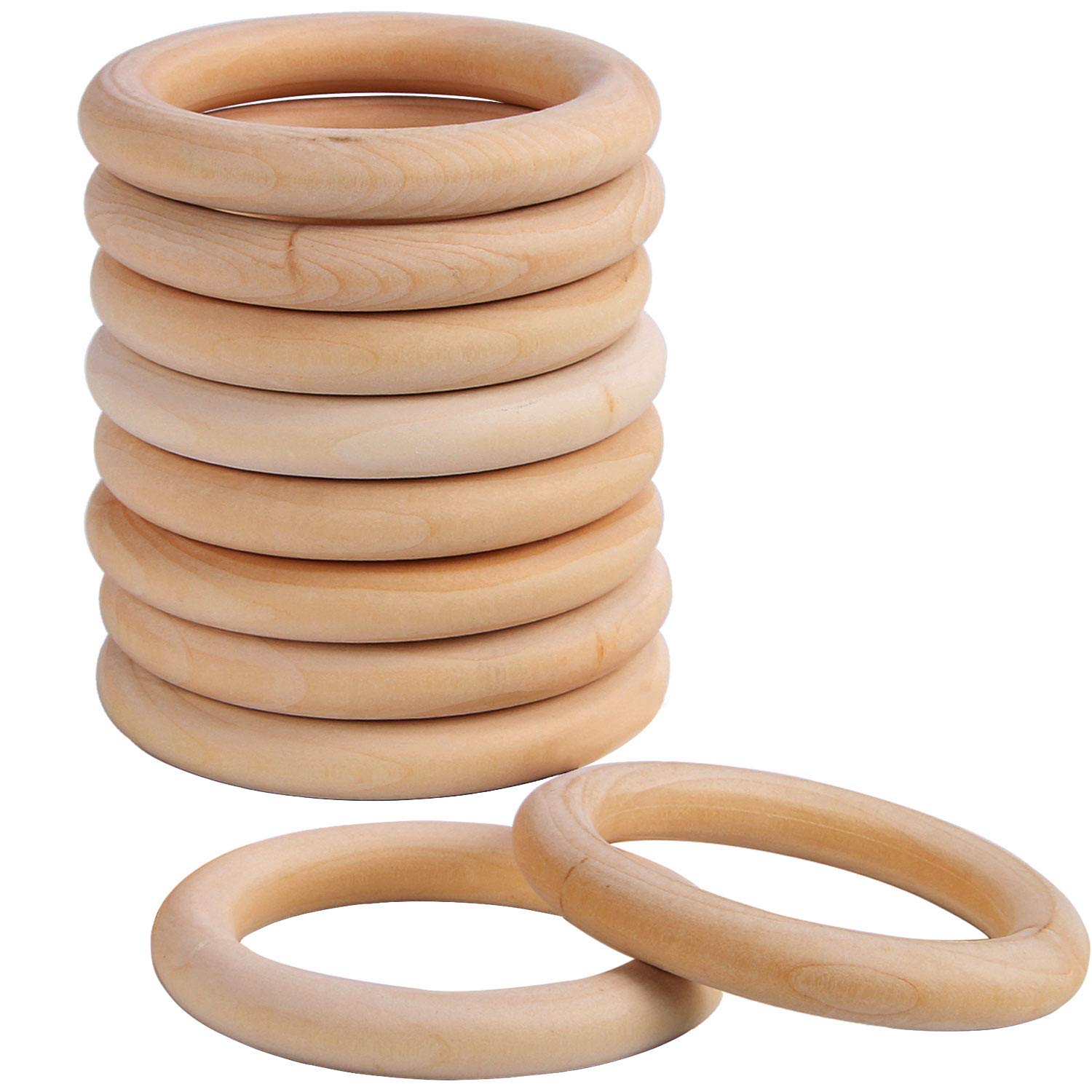 Photo 1 of 10 Pcs Macrame Wooden Rings 70 mm/2.7inch Unfinished Solid Large Wooden Rings for DIY Craft Pendant Connectors Jewelry Making