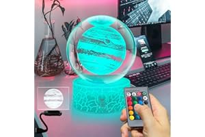 Fanrui 80MM Jupiter Planet Figurine Statue - 3D Crystal Jupiter Figure Sphere Lamp for Desktop Tabletop Decor - Jupiter Paperweight Stuff for Outer Space Themed Bedroom - 16 Colors Change Night Light