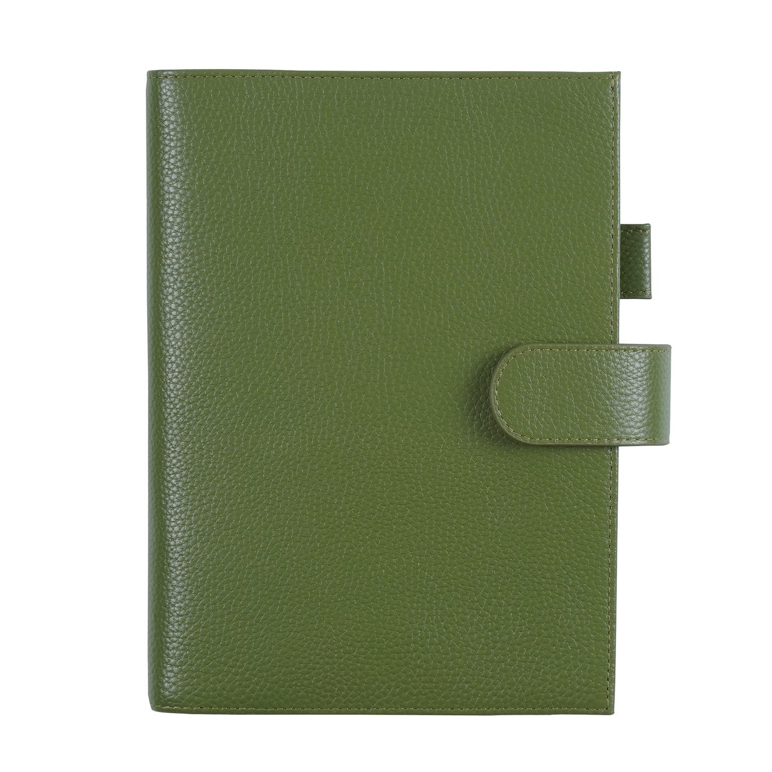 Moterm Leather Cover for A5 Notebook - Fits Hobonichi Cousin, Stalogy and Midori MD Planner, with Pen Loop, Card Slots and Back Pocket (Pebble Olive Green)