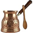 2024 IST Series (XXXLarge) - 1000ml/34 fl.oz, Engraved Copper Turkish Greek Arabic Coffee Pot, Stovetop Coffee Maker, Cezve, Ibrik, Briki, Milk/Butter Warmer, Handcrafted in Turkey (Copper)