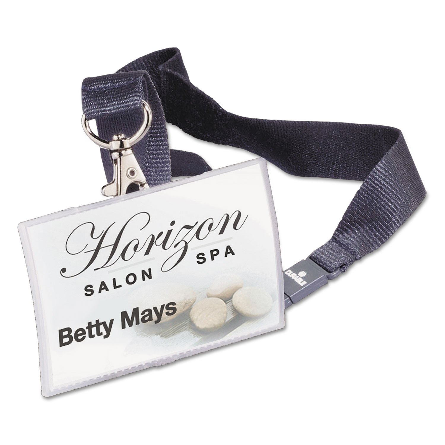 Durable Click Fold Name Badge 54 x 90mm with Black Neck Strap Lanyard - Transparent - Pack of 10 - Perfect For Events and Visitor Management