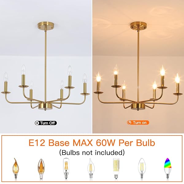 JZQWCK MODERN FARMHOUSE GOLD CHANDELIER FOR DINING ROOM, 6 LIGHTS RUSTIC CANDLE GOLD CHANDELIER LIGHT FIXTURE ADJUSTABLE HEIGHT CEILING HANGING LIGHTING FOR LIVING ROOM, KITCHEN, ENTRYWAY, FOYER