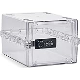 Lockabox Mini&trade; 3L Phone Lock Box and Fridge Lock Box with Code (Crystal) | Small lock box for personal items. Snack lock box for home or work. 8.8 x 6.1 x 4.7 in. 3-digit lock. Polycarbonate body.