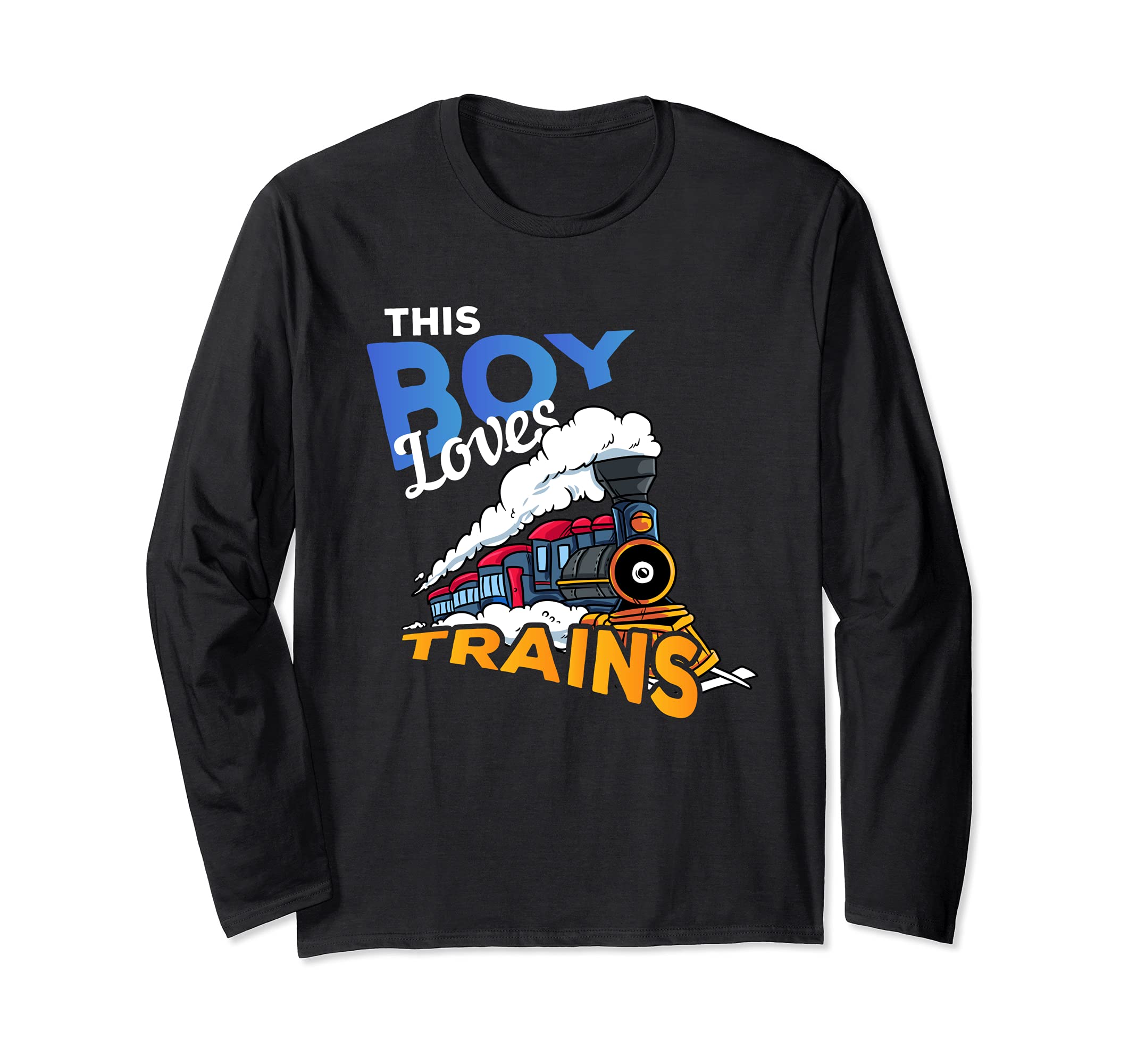 Locomotive Engine Railroad Gift - This Boy Loves Trains Long Sleeve T-Shirt
