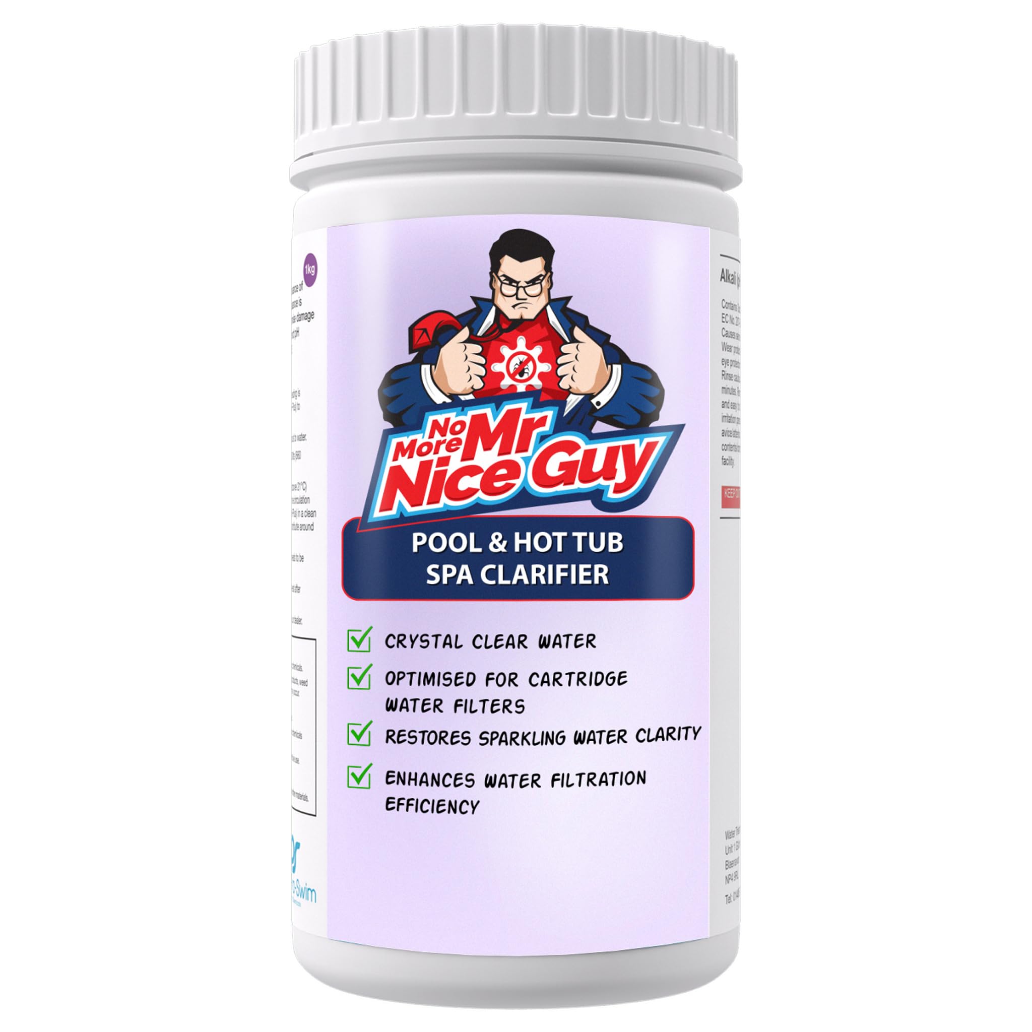 Pool & Hot Tub Spa Clarifier 1 Litre - Water Clarifier For Crystal Clear Pools Spas & Hot Tubs – Binds Particles & Clears Cloudy Water – No More Mr Nice Guy - Packaging May Vary