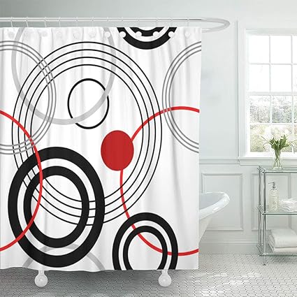 Amazon Com Emvency Shower Curtain Gray Abstract Rings Retro