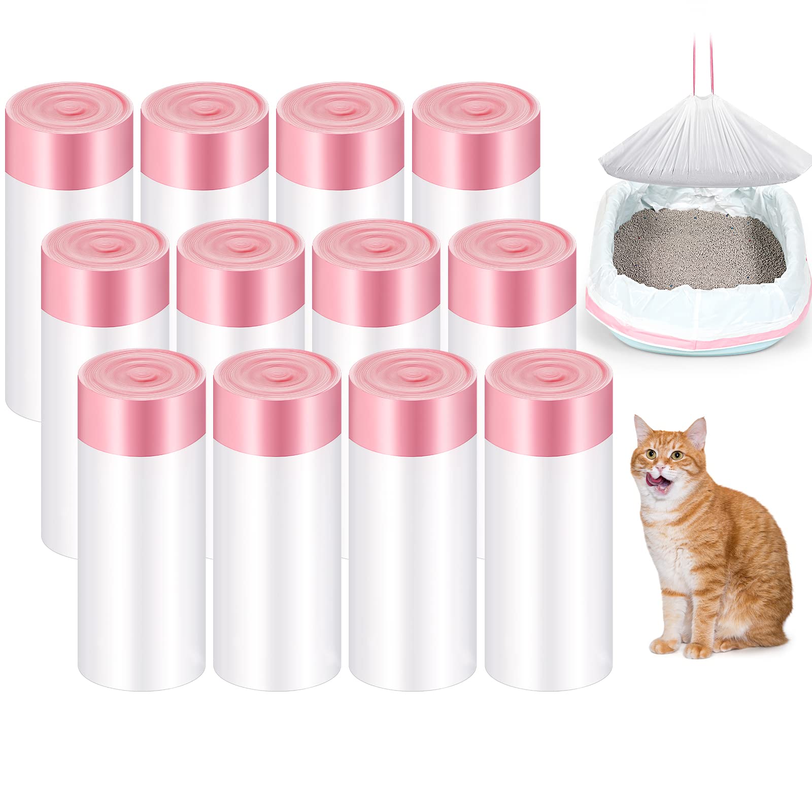 Photo 1 of 120 Count Large Cat Litter Box Liners 31 x 18 Inch Drawstring Litter Bags Cat Pan Portable Liners for Pets