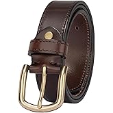 TYWestyles 1.3‘' Womens Leather Belt for Jeans Pants with Gold Buckle