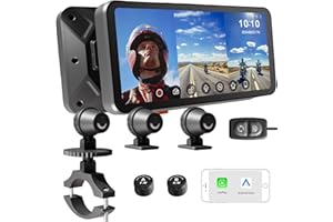 CarPlay System With 3 Cameras, 6.25" GPS Navigation, Android Auto, TPMS, IP67 Waterproof, Loop Recording, 64G TF Card - for M