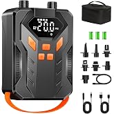 Electric Paddle Board Pump 20PSI High Pressure, Rechargeable SUP Pump | Auto-Off, Dual-Stage Inflation &amp; Deflation,7 Nozzles, Portable Inflation for Boat, Tent, Kite, Surfing