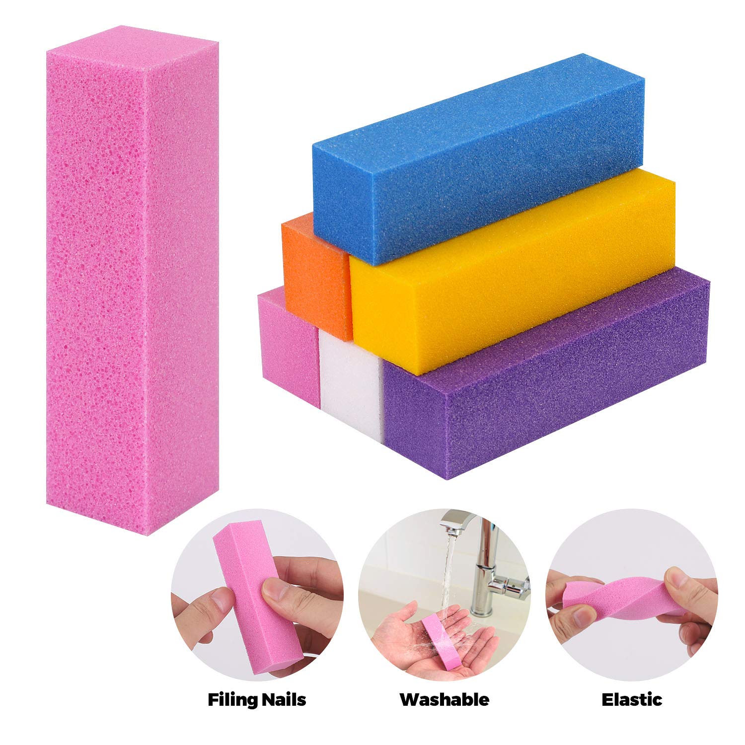 Nail Files and Buffers, 100/180 Grit Nail File and Rectangular Art Care Buffer Block Tools by HAWATOUR : Beauty