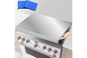 JISCULO 𝑱𝒊𝒔𝒄𝒖𝒍𝒐 Stainless Steel Gas Stove Top Cover(30x22x2.75 Inch), Stove Covers for Gas Stove Top, Stainless Steel Stove Cooktop Noodle Board, Gas Stove Kitchen Organizer, Expanding Kitchen Space
