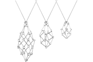 3pcs Empty Stone Holder Necklaces, Crystal Stone Holder Necklace Adjustable Crystal Holder Necklaces Metal Stone Cage Necklac