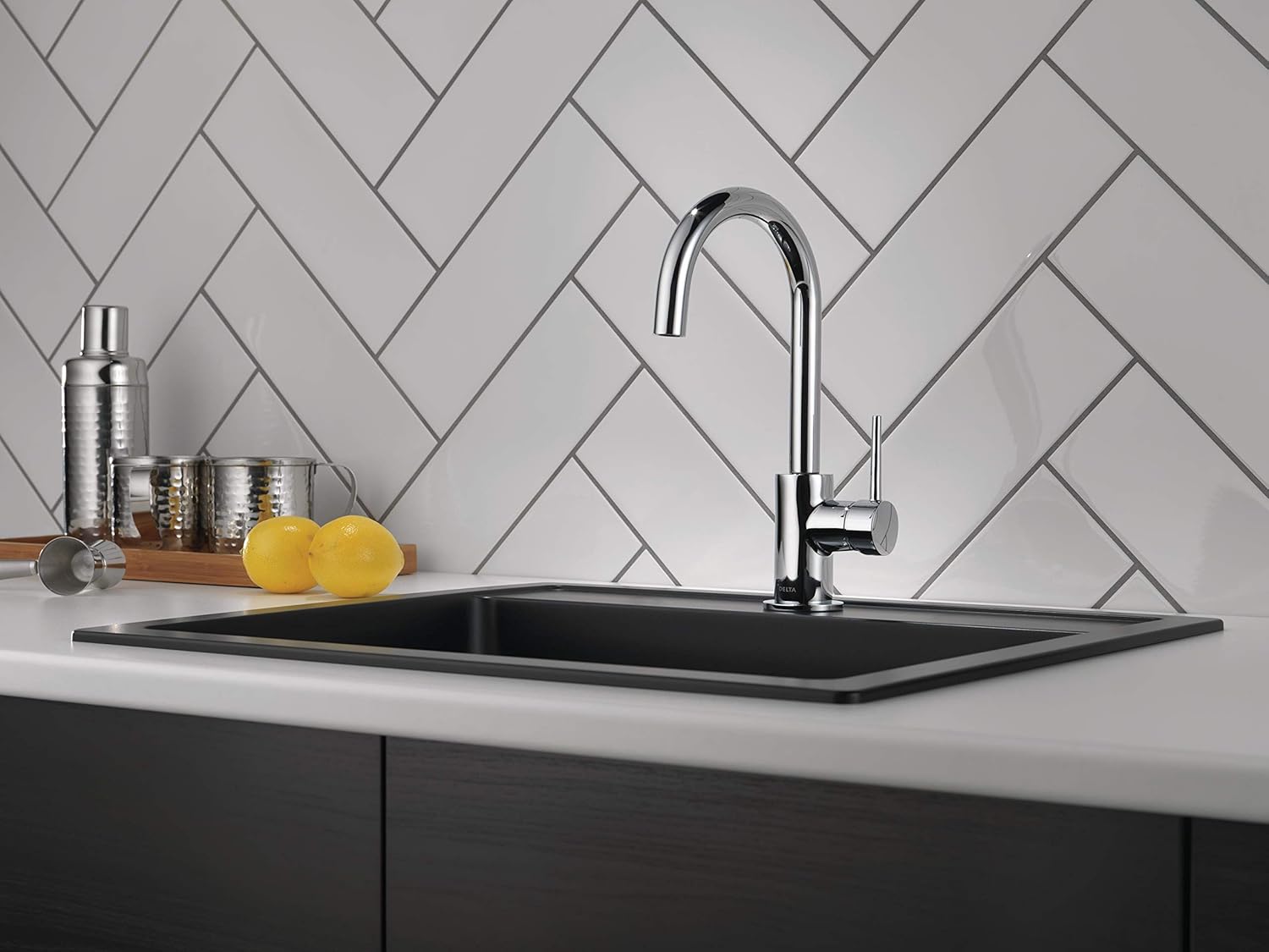 Delta Faucet Trinsic Single-Handle Bar-Prep Kitchen Sink Faucet, Arctic Stainless 1959LF-AR - - 