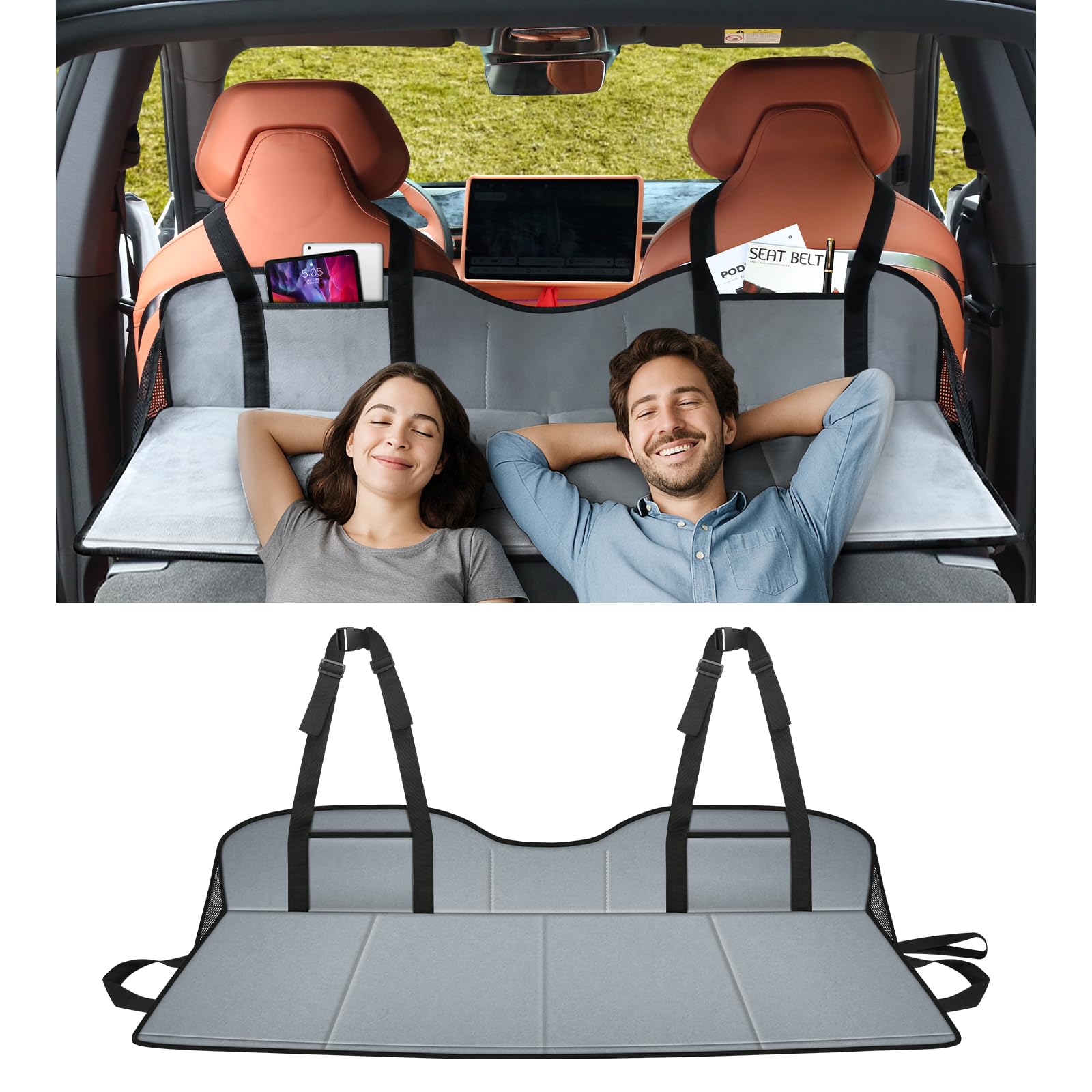 Photo 1 of GOTIDY Car Rear Seat Mattress Extension Plate, Foldable Car Back Seat Extender,Portable Mattress for Sleeping, Increase Travel Trunk Space and Bed Camping Space for SUV, Model Y/3