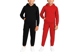 Quad Seven Boys Sweat Suit Set - 4 Piece Soft Fleece Pullover Hoodies and Athletic Cargo Jogger Sweatpants for Boys (5-18)
