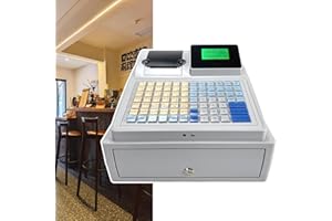 81 Keys Electronic Cash Register, Shop Cash Register with LCD Display, Large Capacity Cash Drawer, English System, Commercial