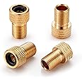 AstroAI Brass Presta Valve Adapter, Convert Presta to Schrader Valve Adaptor for Bikes, Inflate Tire by Standard Pump or Air Compressor (4 Pack)