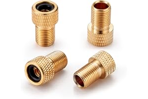 AstroAI Brass Presta Valve Adapter, Convert Presta to Schrader Valve Adaptor for Bikes, Inflate Tire by Standard Pump or Air Compressor (4 Pack)