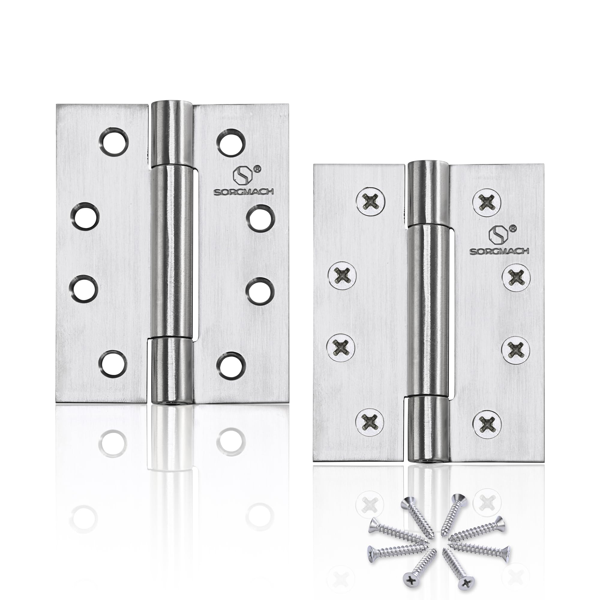 2 Pcs 4 Inch Stainless Steel External Door Hinges - Heavy Duty, Hidden Bearings, Satin Nickel Finish for Wood — image 1