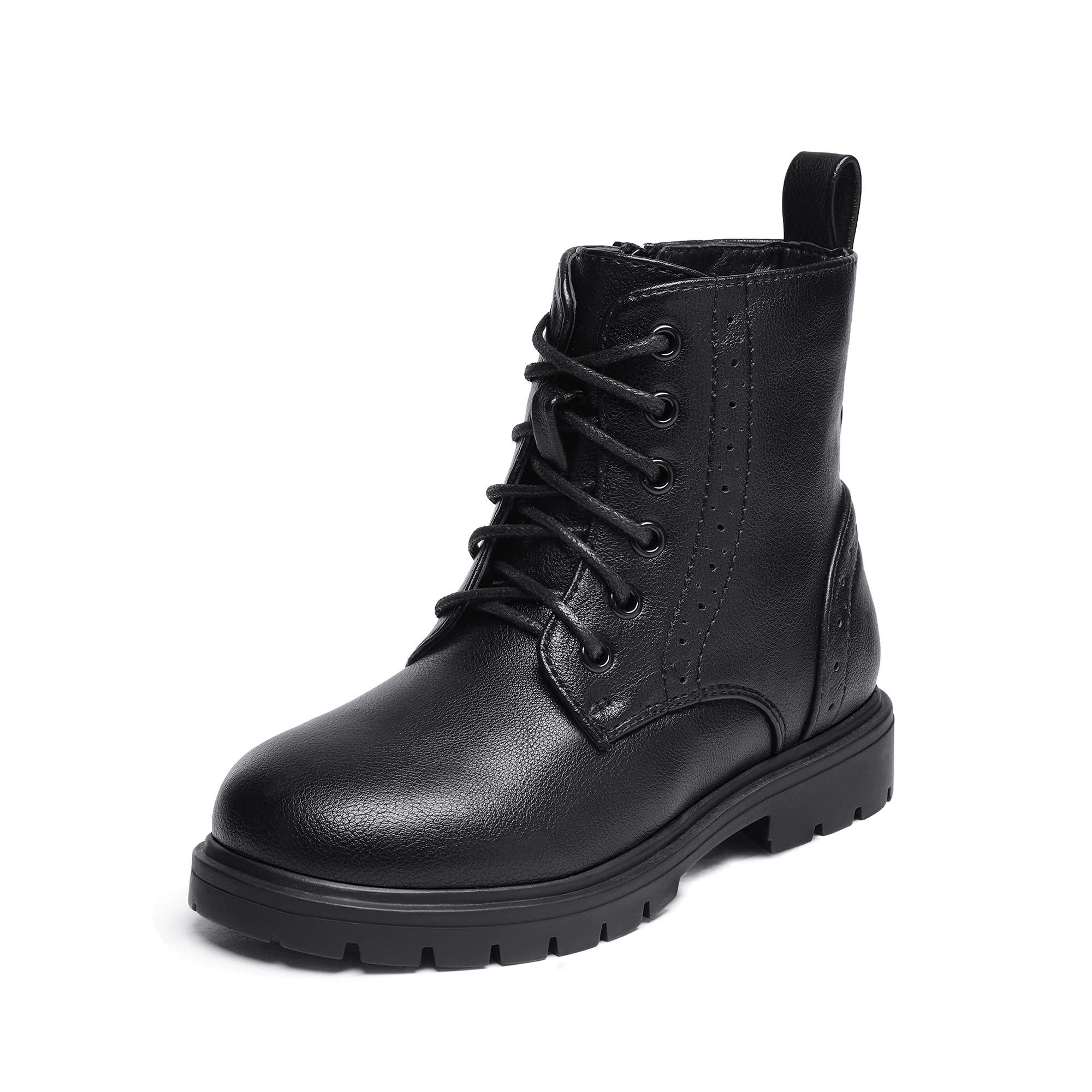 Photo 1 of DREAM PAIRS Girls Boys Boots Side Zipper Kids Combat Ankle Booties Toddler/Little Kid/Big Kid,Size 9 Toddler,Black/Pu,KBO211