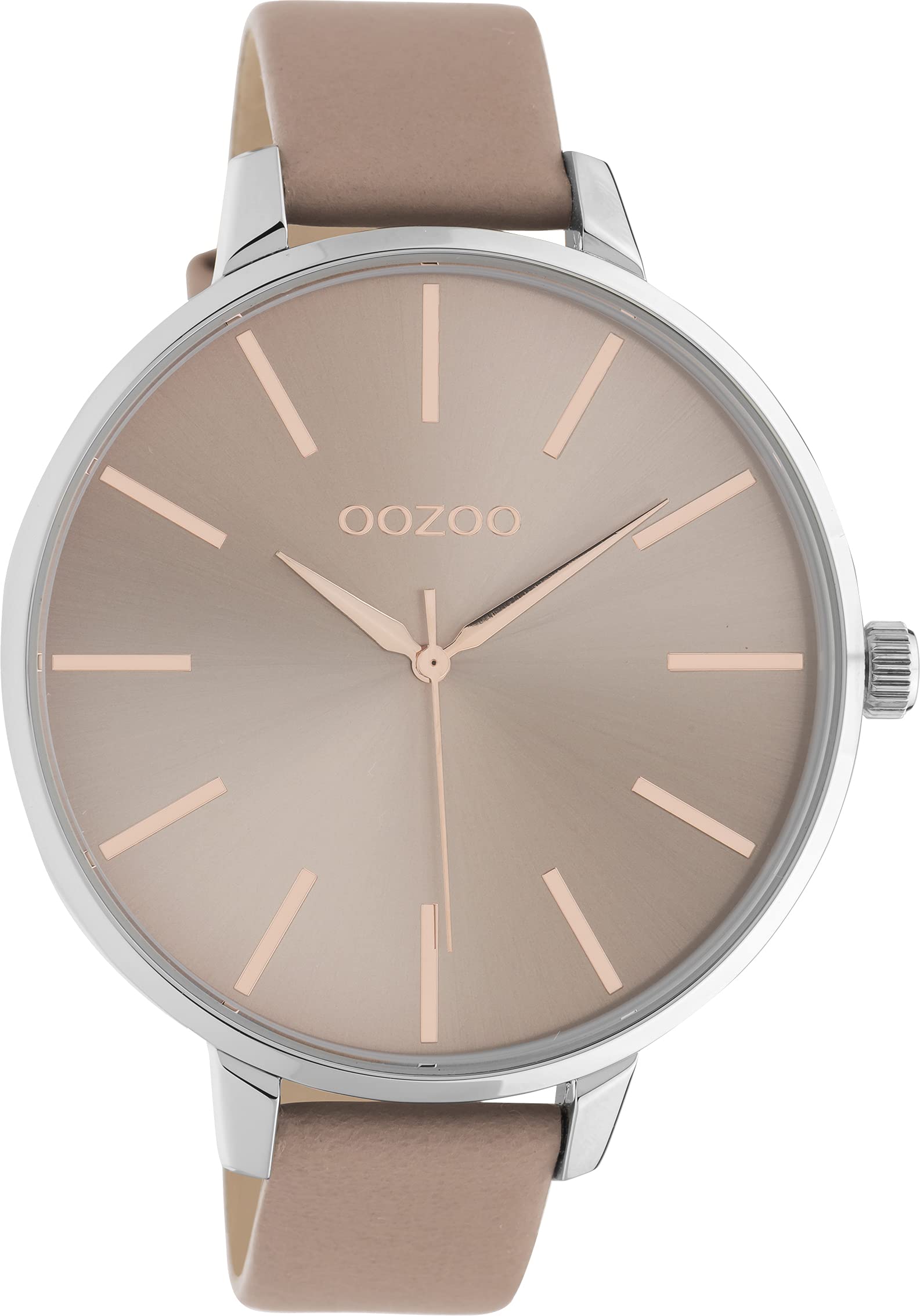 Oozoo Women's quartz watch with leather strap, 48 mm, pink, extra groß, Strap.