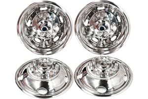 DEEBIOR 4pcs 19.5" Stainless Steel Polished Dually Wheel Simulators for 2012-2025 Dodge Ram 4500/5500,10 Lug 5 Hand Bolt On Hub Caps,Nice Looking Skins Liners Rim Wheel Covers Sets for Ram 4500/5500 12-25