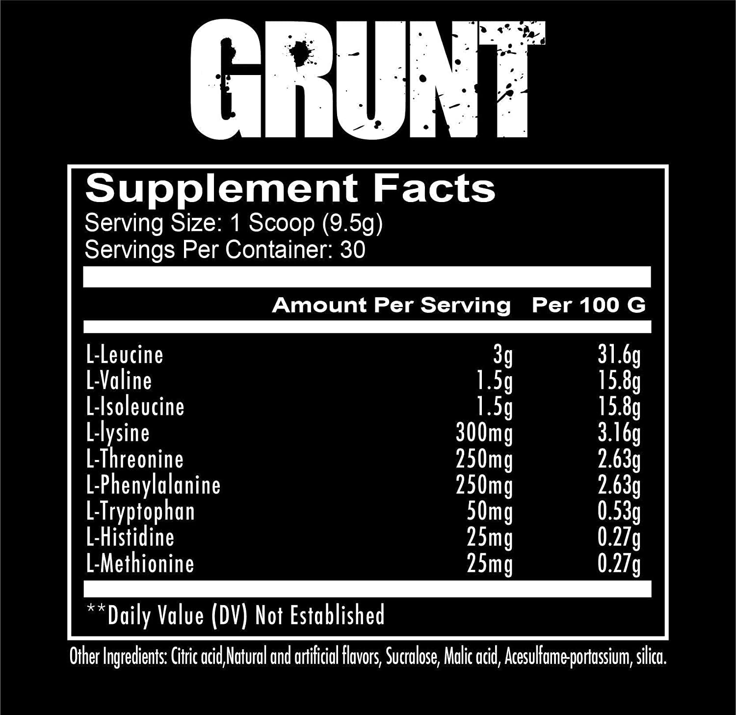 REDCON1 Grunt EAAs, Tiger's Blood - Sugar Free, Keto Friendly Essential Amino Acids Powder - Post Workout Powder Containing 9 Amino Acids to Help Train, Recover, Repeat (30 Servings)
