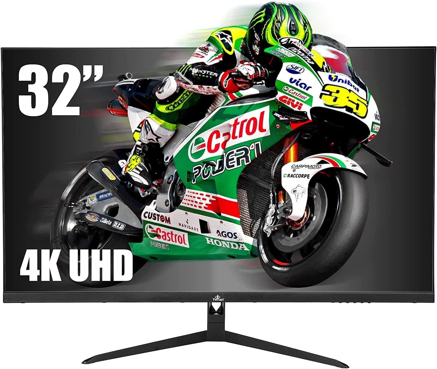 YEYIAN ODRAZ 32” PC Gaming Frameless 4K UHD HDR Monitor 3840x2160 IPS Panel, 1 Billion Colors, Low Blue, 350cd/m2, 1000:1, 60Hz, 4ms, 16:9, 178°, G-Sync, FreeSync, DP/HDMI/USB, Speakers, VESA, Tilt