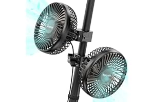 Tonree Grow Tent Fan 2 Pack, 5.5" Greenhouse Clip Fan with Brushless Motor and Non-slip Clamp, Strong Airflow and Low Noise, 360° Tilt, Easy Mount for Plant Hydroponics Circulation Cooling Ventilation