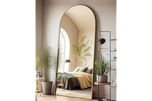 AyeWish Floor Mirror, Oversized Full Length Mirror, Arched Mirror, Large Standing Mirror, Tall Mirror, Wall Mounted, FreeStanding, Giant Mirror, 68"×26", Aluminum Frame - Gold