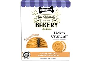Three Dog Bakery Classic Cremes Baked Dog Treats, Golden with Peanut Butter Filling, 13 oz,Brown,310077