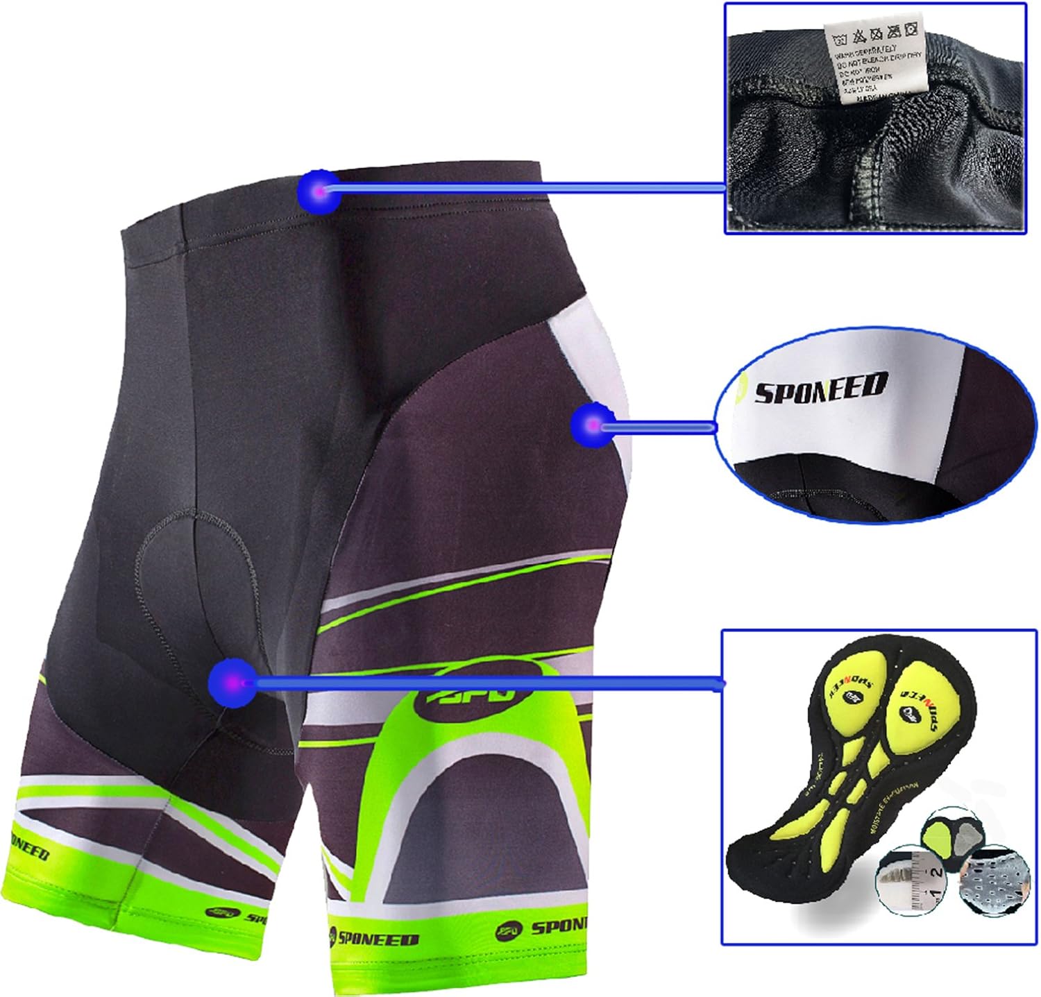 sponeed Men's Cycle Shorts Biking Pants Gel Padding Bicycle Ride Bottoms for Road Bikie MTB : Clothing