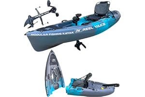 Reel Yaks Raptor Modular Fishing Kayak - 9.5ft Lightweight Sit On Top Kayak for Adults & Youth - Stable & Portable, Ideal Space-Saving Design for Travel - 380lbs Capacity