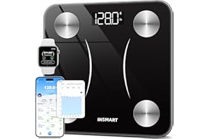 INSMART Bluetooth Body Fat Scale, Bathroom Smart Digital Weight Scale Composition Monitor for Body Weight, Fat, BMI, Water, B