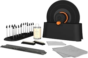 HumminGuru EZ Record Washer, Manual Vinyl Record Cleaner Machine with Easy Spin & Watertight Label Clamp, Record Cleaning Kit