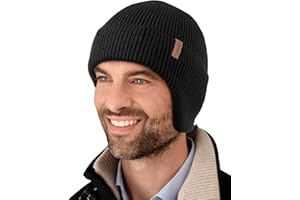 FURTALK Winter Beanie Hats with Earflap for Men Warm Fleece Line Knitted Outdoor Caps