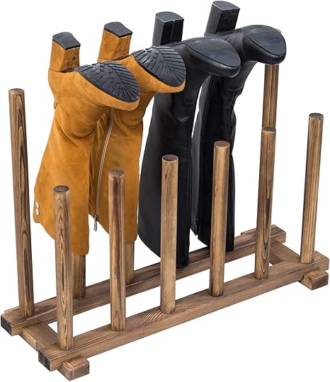 MyGift 6-Pair Dark Brown Wood Inverted 