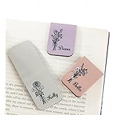 callie Custom Leather Magnetic Bookmark Clip with Birth Flower & Name, Birthday Gifts for Reading Lovers Women Men, 1 Pack