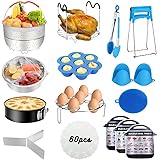 Instant Pot Accessories Set, 73 PCS Instant Pot Accessories Compatible with 5,6,8Qt - 60 Pcs Parchment Papers, 2 Steamer Bask