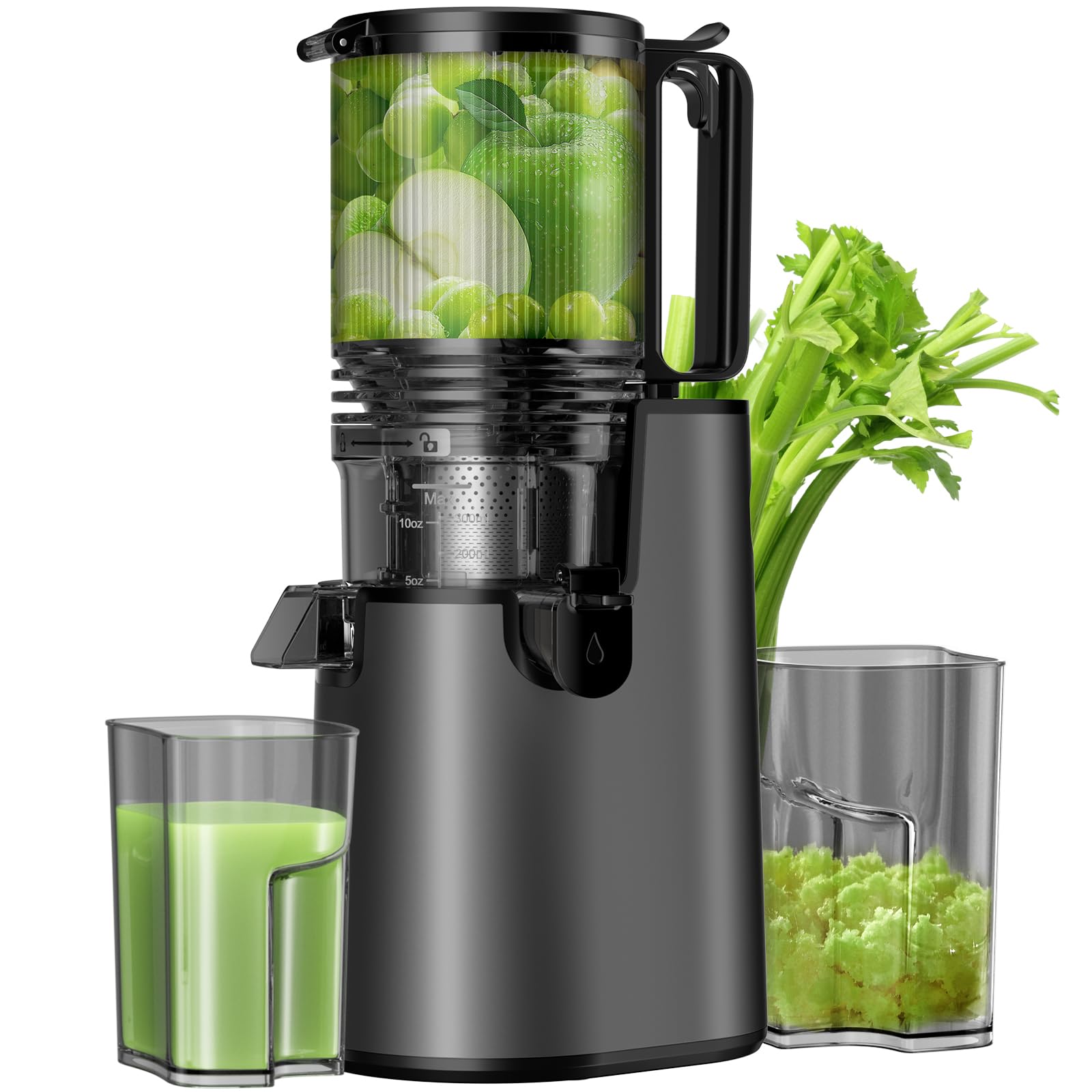 Photo 1 of Cold Press Juicer, Masticating Juicer with 5.4" Wide Feed Chute, 350w Slow Juicer Machines Fit Whole Vegetables and Fruits with High Juice Yield, Easy to Clean (Black)