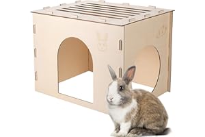 Woiworco Wooden Rabbit Hideout Castle for Indoor Bunnies, Chinchilla, Hamsters and Guinea Pigs - Houses and Hut to Hide