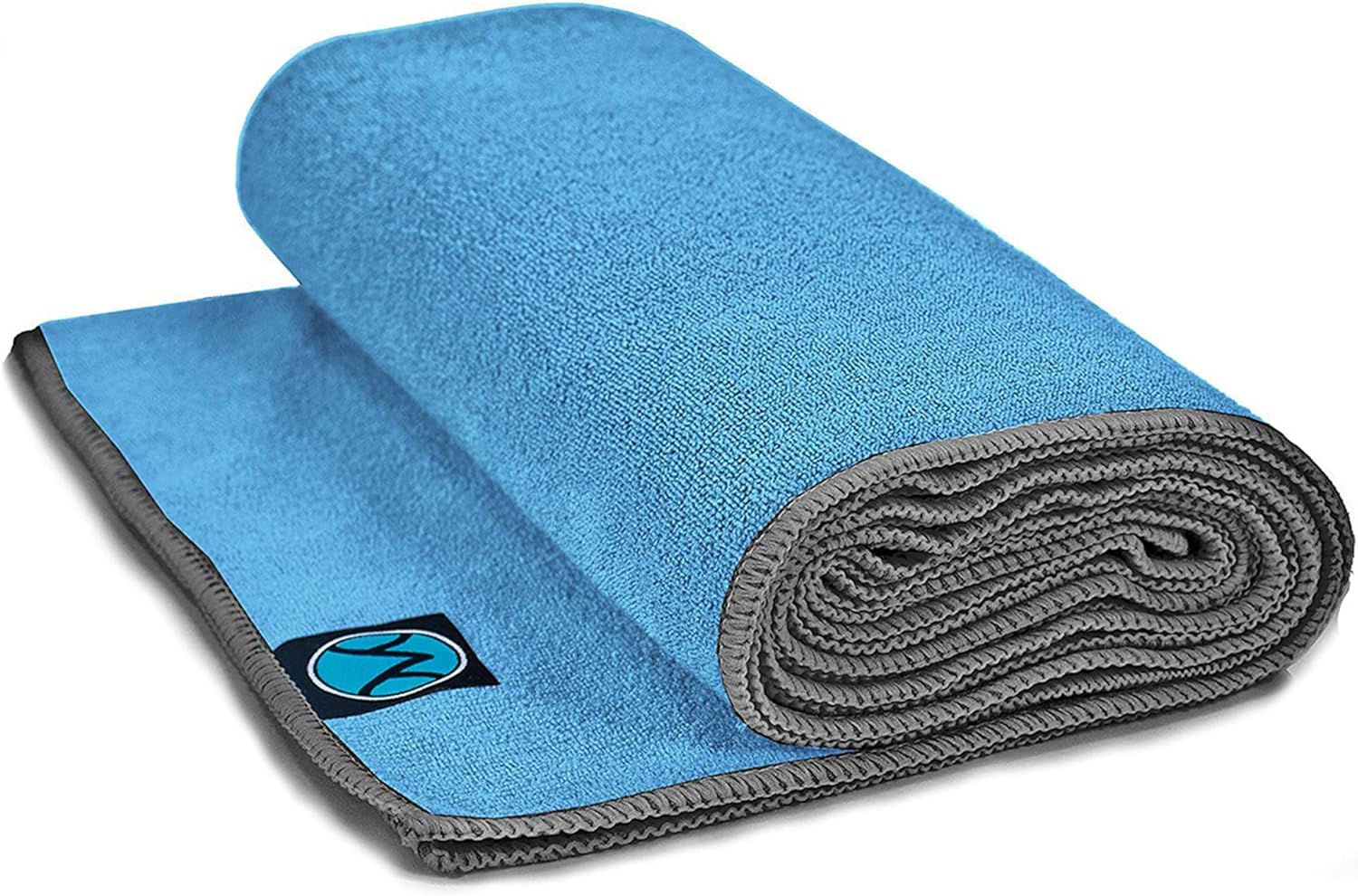 Youphoria Absorbent Yoga Towel 24'' x 68'' Gray/Blue Stitch