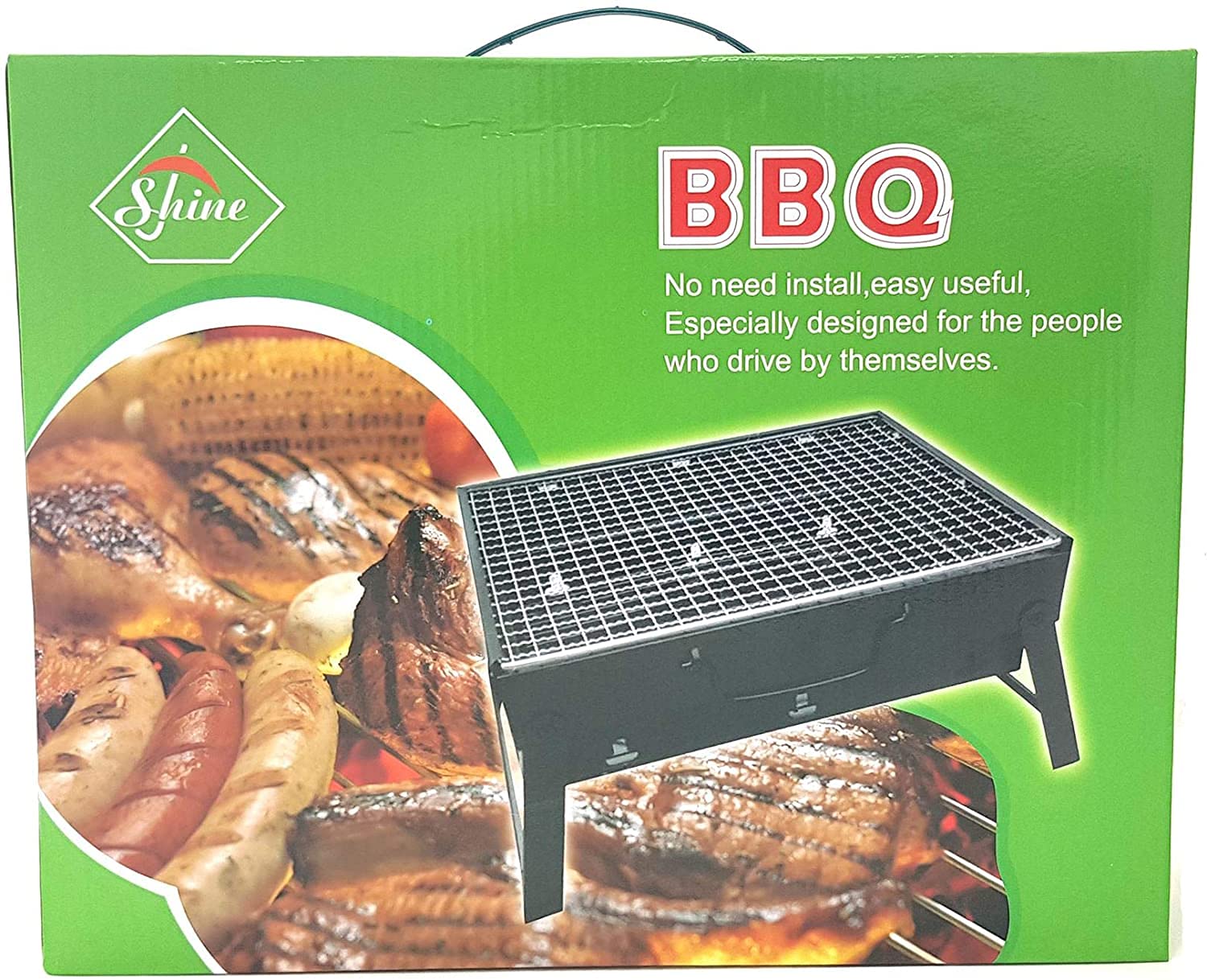 SHINE BBQ Charcoal Grill Barbecue Steel Foldable Stool Chair Stand for Outdoor Park Beach Summer (Small)