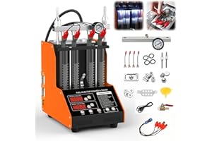 AUTORY Fuel Injector Cleaner Machine 4 Cylinder Ultrasonic Fuel Injector Cleaner Tester 9 Test Modes Auto Fuel Injector Cleaner Tester Kit for 5V&12V Motorcycle Car Injectors