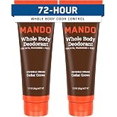 Mando Whole Body Deodorant For Men - Cream - 3 oz Tube, 2 pk - Cedar Grove | 72 Hour Odor Control Invisible Cream Whole Body Mandelic Acid Aluminum Free Baking Soda Skin Safe Feet Chest