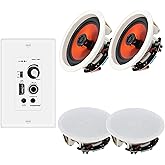 STUDIOFINIX 6.5 Inch Bluetooth Ceiling Speakers,600W 2-Way System with Wall Amplifier,for Home Theater, Living Room,Office,Kichten,Study Room,Basement,Covered Patio and Flush Mount (4 Speakers)