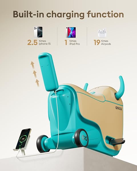 GYROOR GNU KIDS ELECTRIC RIDE-ON CAR WITH FLASHING WHEELS, ADJUSTABLE SPEEDS AND 14L STORAGE, ELECTRIC VEHICLES FOR KIDS AGED 4-6 YEARS, 2-IN-1 RIDE-ON AND STORAGE, FOR INDOOR, OUTDOOR, AND TRAVEL USE
